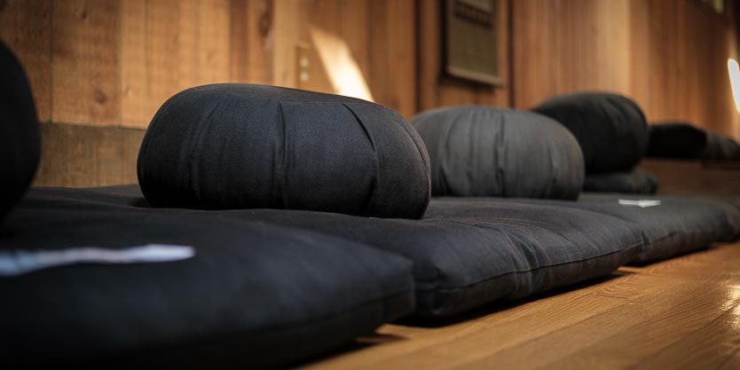 Sitting cushions in the Chapel Hill Zen Center zendo